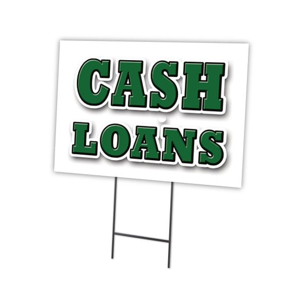 Signmission Cash Loans Yard Sign & Stake outdoor plastic coroplast window, C-1216-DS-Cash Loans C-1216-DS-Cash Loans - main